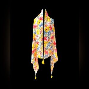 Top It Off Floral Tassel Wrap / Scarf Vest – Bright Spring Print